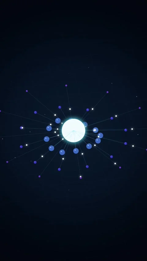 Abstract Digital Network Connection with Glowing Spheres and Data Particles Stock Footage 346197518