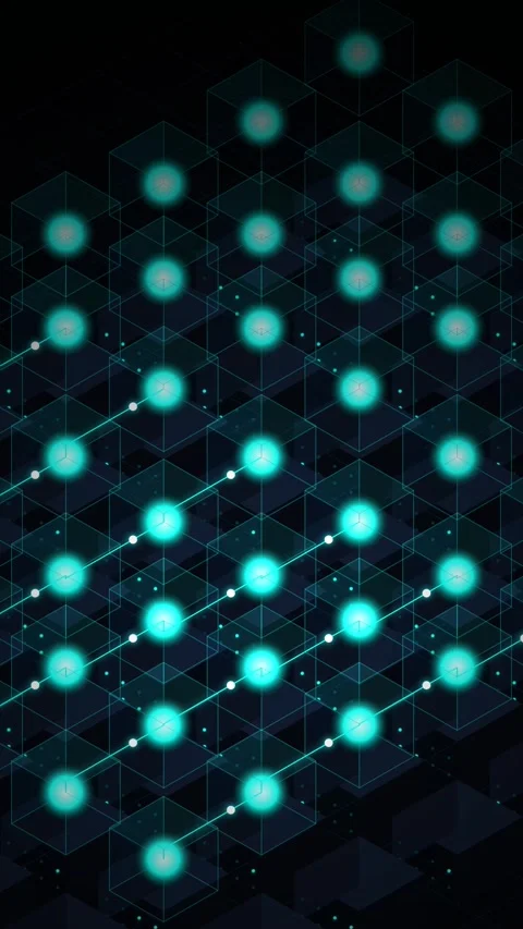Abstract Digital Network Connection with Glowing Nodes and Geometric Cube S.. 스톡 동영상 346203004