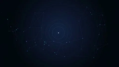 Abstract Digital Network Connection with Glowing Blue Lines and Dots on Dark Stock Footage 346205411