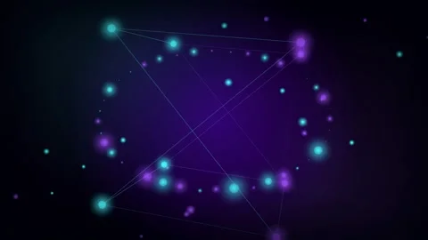 Abstract digital network connection with glowing blue and purple dots and lines Stock Footage 346212996