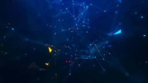 Abstract digital network connection with glowing blue lines and dots on dar.. 스톡 일러스트