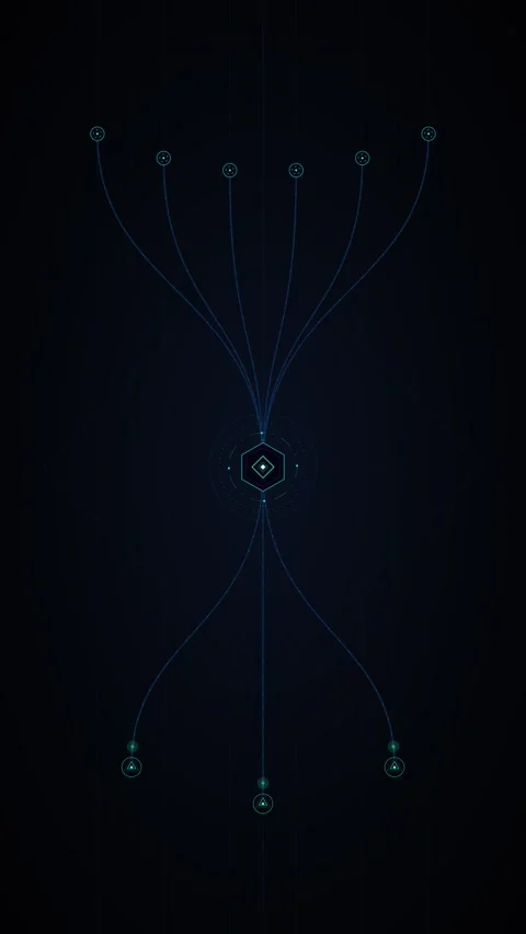 Abstract digital network connection hud animation with glowing data nodes a.. Stock Footage 348283683