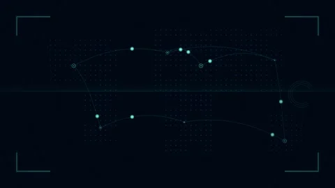 Abstract Digital Network Connection Map with Blue Dots and Lines on Dark Gr.. Stock Footage 346660346