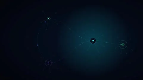 Abstract digital network connection nodes with glowing data flow lines and .. Stock Footage 348331964
