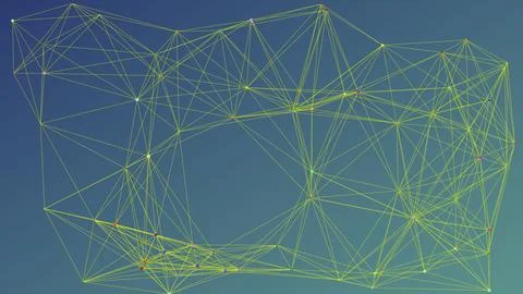 Abstract Digital Network Connection Plexus with Yellow Lines and Nodes on G.. Stock Illustration