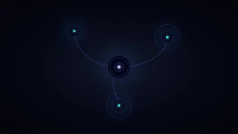 Abstract digital network connection with pulsing data nodes and glowing geo.. Stock Footage 344861532