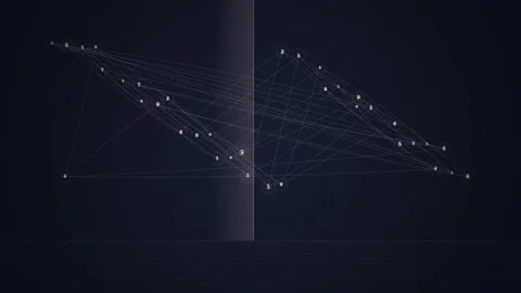 Abstract Digital Network Connection Structure with Glowing Nodes and Lines Stock Footage 348072407