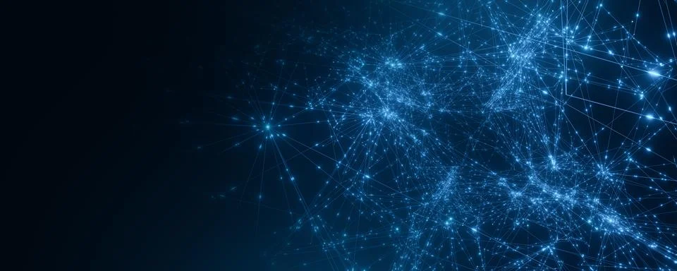 Abstract digital network connections background in blue Stock Illustration