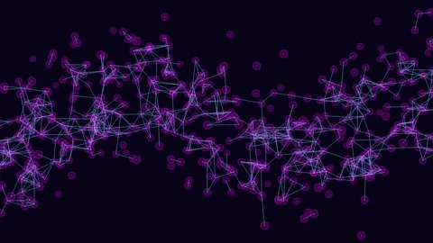 Abstract digital network connections with glowing nodes on dark technology Stock Footage 333188800