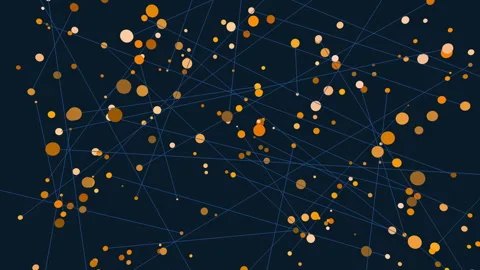 Abstract digital network connections with red nodes on dark blue background Stock Footage 330066923