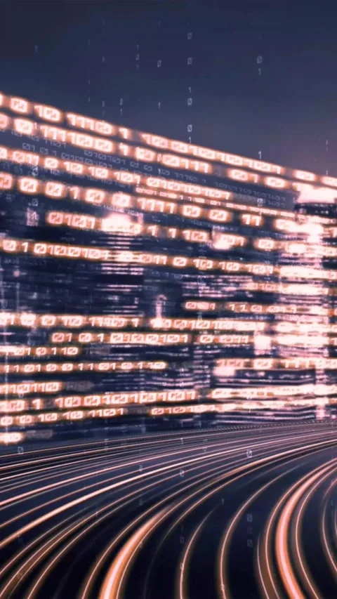 Abstract digital network data flow with glowing light trails. Futuristic Vídeo Stock 339638128