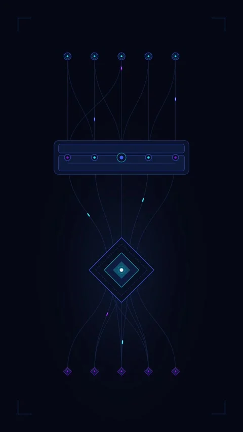 Abstract digital network flow animation with glowing data nodes and geometr.. Stock Footage 348283502