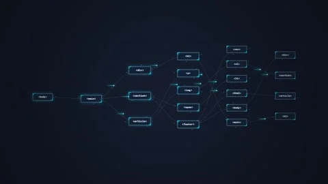 Abstract Digital Network Flow Chart with Data Connections and Nodes Stock Footage 348413494