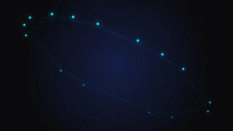 Abstract digital network frame with glowing nodes on a dark blue background Stock Footage 339617380