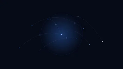 Abstract digital network globe with glowing nodes and connecting lines Stock Footage 338311349