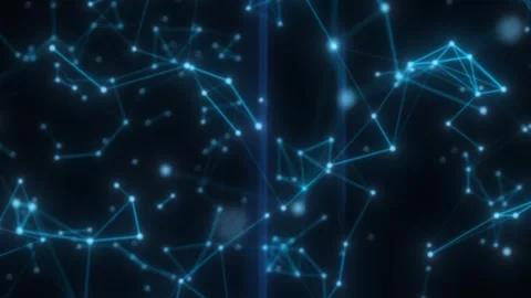 Abstract digital network with glowing blue points and connecting lines Stock Footage 316144190