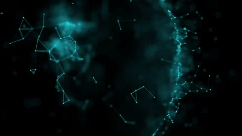Abstract Digital Network with Glowing Blue Nodes and Connections on Dark Ba.. Stock Footage 341780717