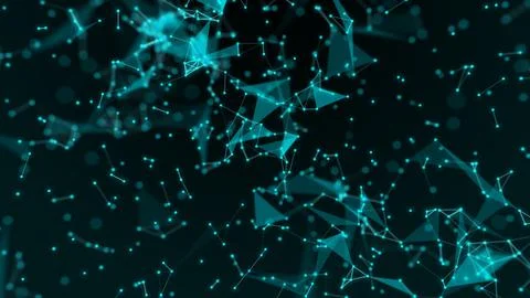 Abstract Digital Network with Glowing Blue Nodes and Connections Stock Illustration