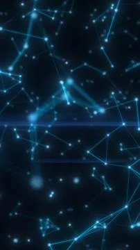 Abstract digital network with glowing blue points and connecting lines on a d 스톡 일러스트