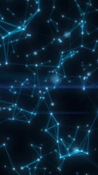 Abstract digital network with glowing blue points and connecting lines on a d イラスト素材