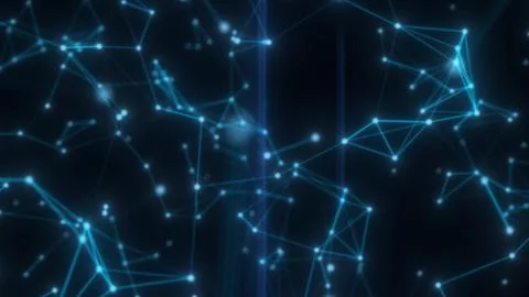 Abstract digital network with glowing blue points and connecting lines Stock Illustration