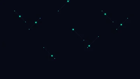 Abstract digital network of glowing cyan nodes connected by thin dark lines Stockbeeldmateriaal 338310469