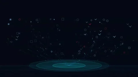 Abstract Digital Network with Glowing Cyan Platform for Tech Backgrounds Stock Footage 345422104