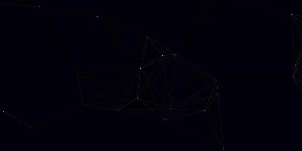 Abstract digital network with glowing dots and lines Illustrazione stock