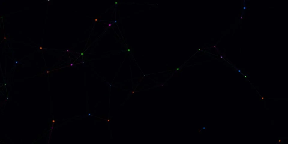 Abstract digital network with glowing dots and lines Illustrazione stock