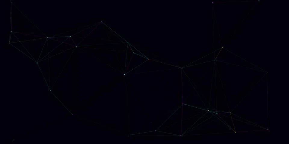 Abstract digital network with glowing dots and thin lines 库存插图