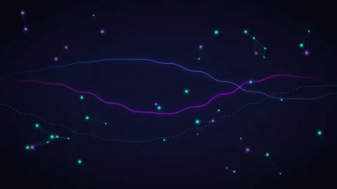 Abstract digital network with glowing nodes and flowing light trails Stock Footage 339615106