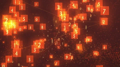 Abstract Digital Network Of Glowing Numbers And Connections In Warm Orange Tones Stock-Footage 319832892