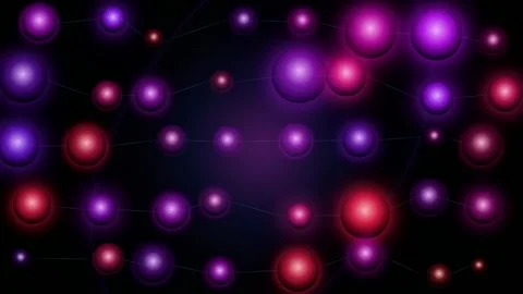 Abstract digital network of glowing purple and red spheres connected by lines Stock-Footage 346216458