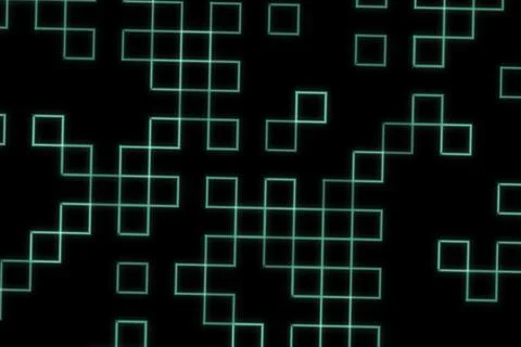 Abstract digital network with glowing squares and lines Stock Illustration