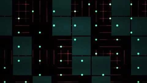 Abstract Digital Network Grid with Glowing Data Nodes and Connectivity Lines. Stock Footage 340509201