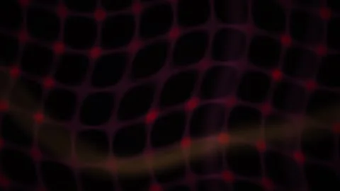 Abstract Digital Network Grid with Glowing Red Nodes and Flowing Light Waves. Stock Footage 341785822