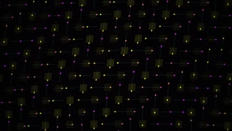 Abstract Digital Network Grid with Glowing Yellow Data Nodes and Connecting.. 스톡 동영상 341785844
