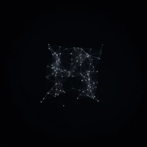 Abstract digital network grid with glowing nodes and connecting lines on bl.. 스톡 동영상 346280645