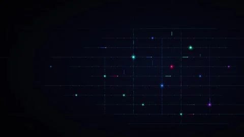 Abstract digital network grid with glowing data nodes and connecting lines .. Stock Footage 348331968