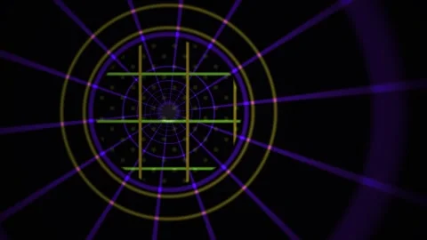 Abstract Digital Network Grid with Pulsating Energy Rays. Stock Footage 334450251