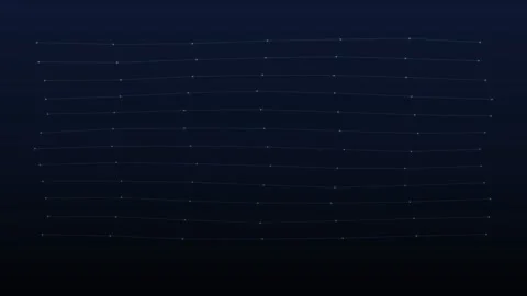 Abstract digital network grid with waving lines and glowing nodes Stock Footage 335942583