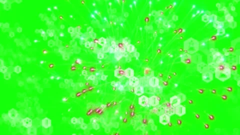 Abstract Digital Network with Hexagons and Glowing Particles on Green Background Stock Footage 337453699