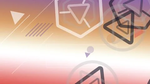 Abstract digital network icons float across a warm sunset cityscape, creati.. Stock Illustration