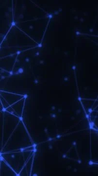 Abstract digital network with interconnected glowing nodes and lines, symbo.. Stock Illustration