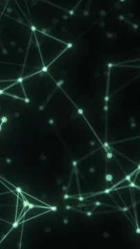 Abstract digital network with interconnected glowing nodes and lines, symbo.. Illustrazione stock