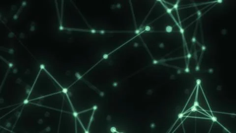 Abstract digital network with interconnected glowing nodes and lines Illustrazione stock