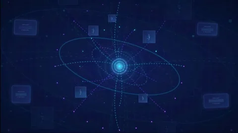 Abstract Digital Network Interface with Glowing Blue Data Nodes and Connecting Stock Footage 339316277