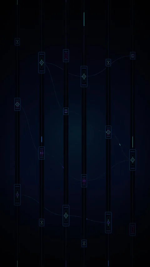Abstract digital network interface with moving data nodes and glowing conne.. Stock Footage 348283574