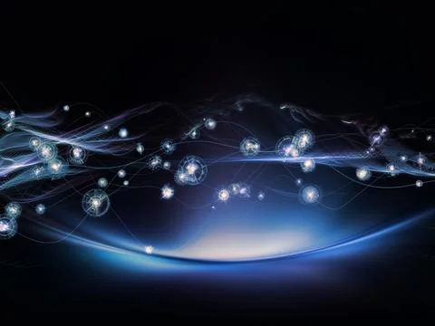 Abstract Digital Network Lights on Dark Technology Background Stock Illustration