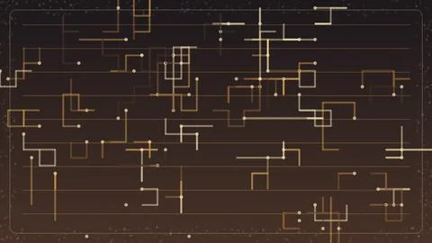 Abstract digital network lines and nodes pattern on a dark brown background.. Stock Illustration